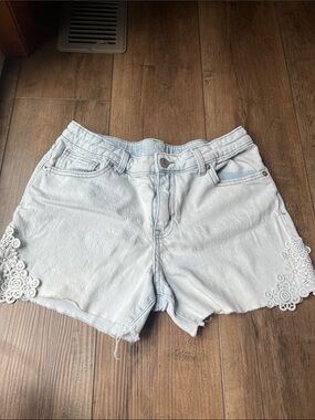 Cat & Jack Pale Blue Denim Shorts with Lace Appliqué